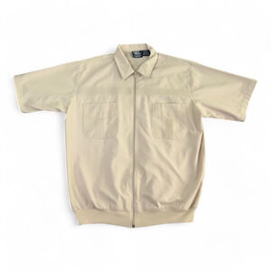 Vintage John Blair Guayabera Shirt Adult LARGE Brown Faux Zip Grandpa 90s Golf